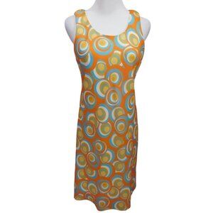 SALE Vintage-Inspired Metrostyle Sleeveless Dress Orange Blue Swirl Sz 4
